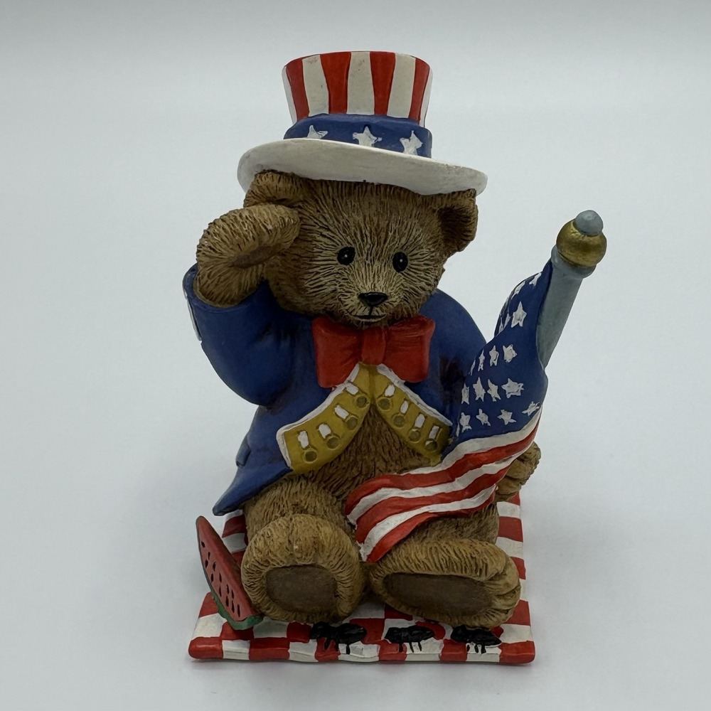 Danbury Mint July Teddy Bear Uncle Sam‎ Patriotic Flag Figurine America USA